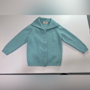 Vintage 60’s Millay Aqua Button-Up Shawl Collar Cardigan Japan Acrylic